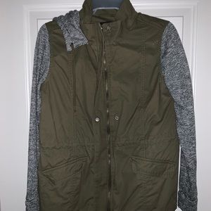 olive jacket with cloth arms